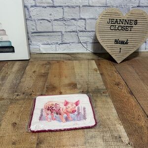 Nwt karma living embroidered cosmetic bag flower power pig pouch